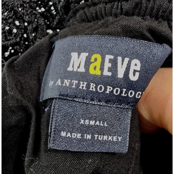 Maeve Shirt Womens XS Black Puff Sleeve Boho Crochet Cover Up Cutwork - Picture 3 of 11